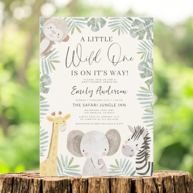 Boys Wild One Safari Animals Baby Shower Invitation (Creator Uploaded)