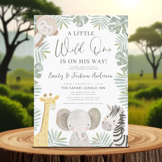 Boys Wild One Safari Animals Couples Baby Shower Invitation (Creator Uploaded)