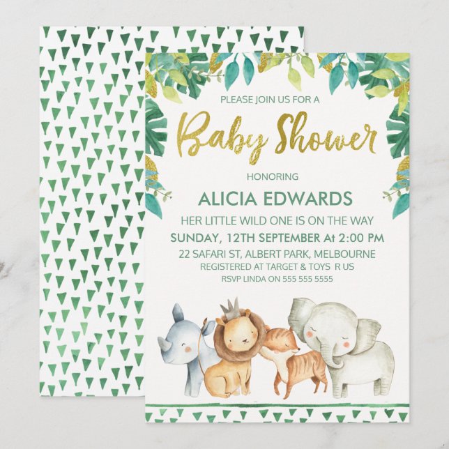 Boys Wild One Safari Baby Shower  Invitation (Front/Back)