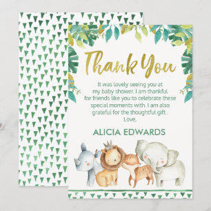 Boys Wild One Safari Baby Shower Thank you Card