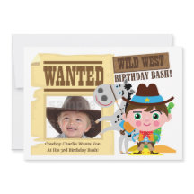 Boys Wild West Western Cowboy Birthday Invite