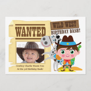 Boys Wild West Western Cowboy Birthday Invite