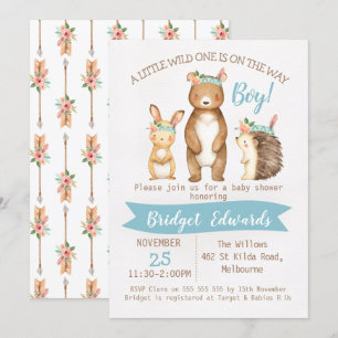 Boy's Wild Woodland Animals Baby Shower Invitation