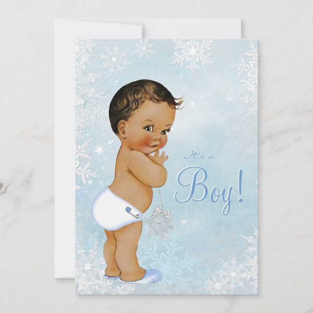 Boys Winter Wonderland Snowflake Baby Shower Invitation (Front)