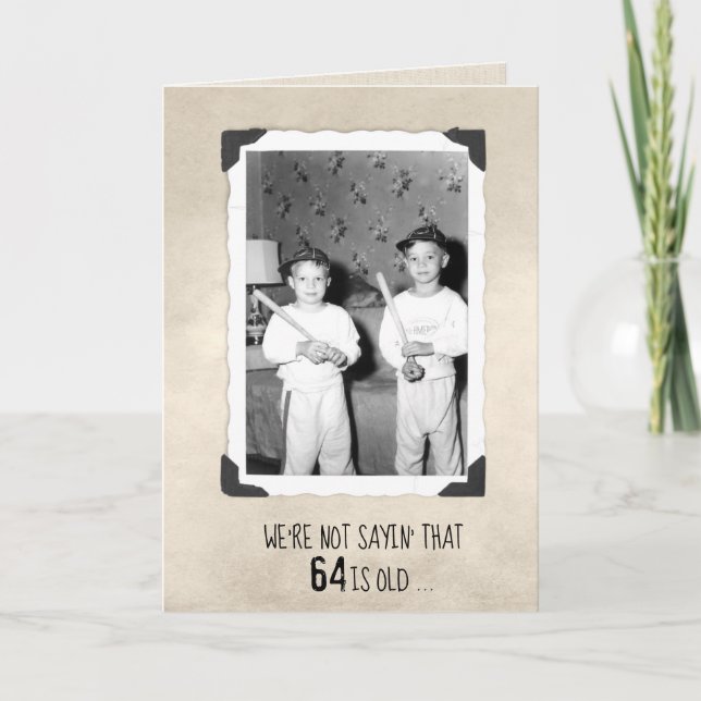 Boys With Baseball Bats 64th Birthday Card (Front)