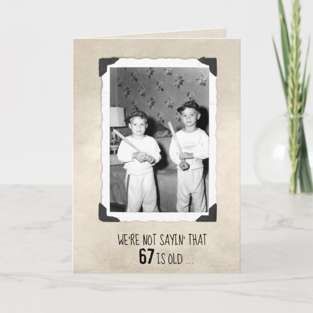 Boys With Baseball Bats 67th Birthday Card (Front)