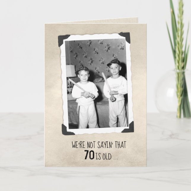 Boys With Baseball Bats 70th Birthday Humour  Card (Front)
