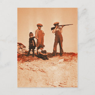 Boys with Rifle Vintage Photo Postcard