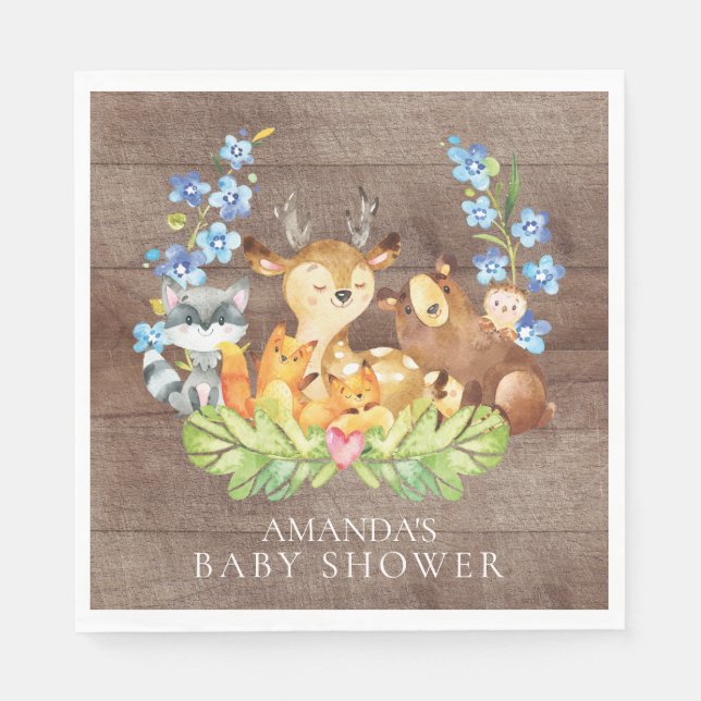 Boys Woodland Baby Shower Paper Napkins (Front)