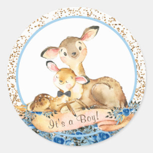 Boys Woodland Deer Baby Shower Stickers