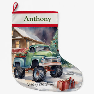 Boys Xmas Monster Truck  Large Christmas Stocking
