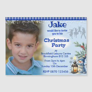 Boy's xmas Party custom photo Magnet Invitation