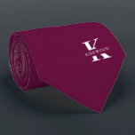 Boysenberry | Elegant Monogram Name | one-Sided Tie<br><div class="desc">An elegant one-sided necktie featuring a bold white monogram across a Boysenberry purple backdrop. On top of this monogram sits your first or last name spelled out in all capitals. If you prefer a bolder look for the personal name inside of the large letter you can do the following: Use...</div>