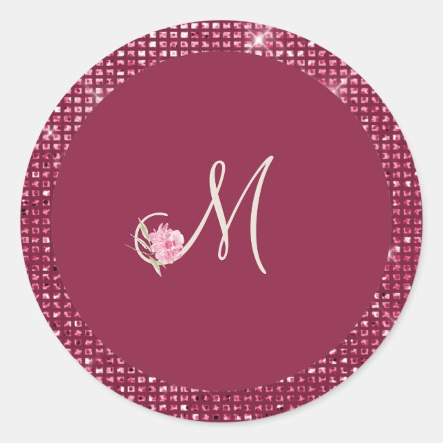 Boysenberry Wedding Monogram Sticker (Front)