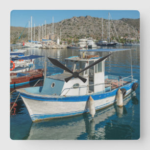 Bozburun Harbour Near Marmaris, Turkey Square Wall Clock