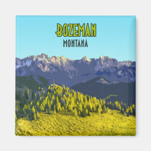 Bozeman Montana Mountains Vintage Magnet