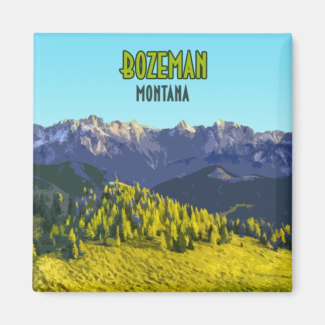 Bozeman Montana Mountains Vintage Magnet (Front)