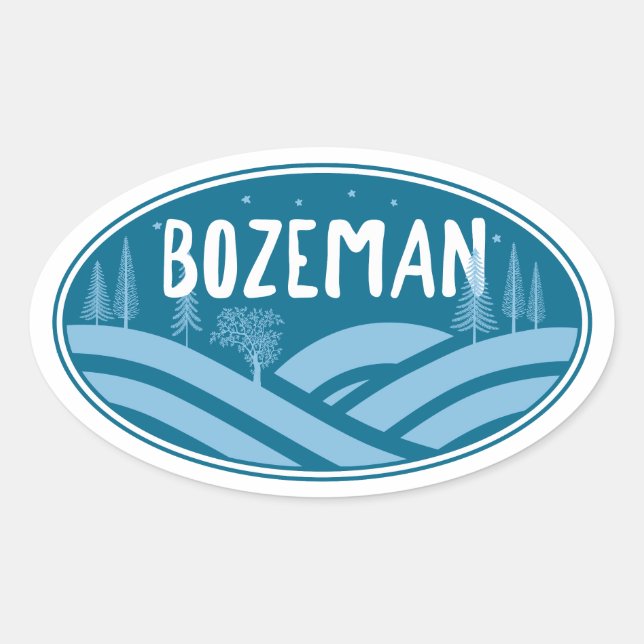 Bozeman Montana Outdoors Oval Sticker (Front)