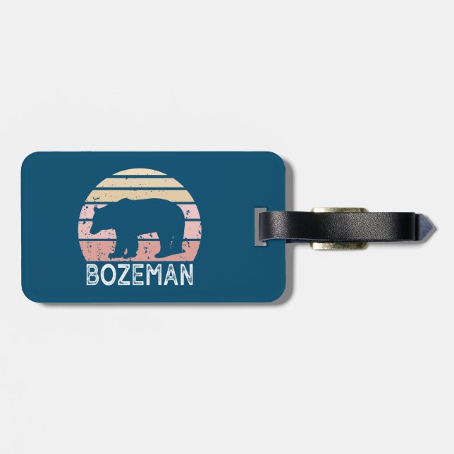 Bozeman Montana Retro Bear Luggage Tag (Back Horizontal)
