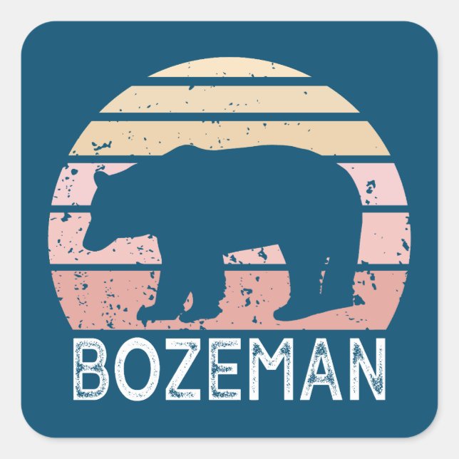 Bozeman Montana Retro Bear Square Sticker (Front)