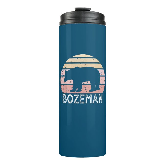 Bozeman Montana Retro Bear Thermal Tumbler (Front)