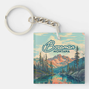 Bozeman Montana Rocky Mountains Vintage Key Ring