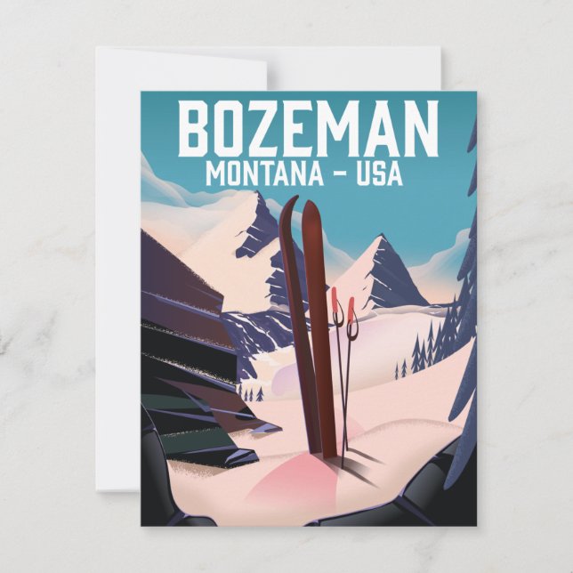 Bozeman Montana ski poster Card (Front)