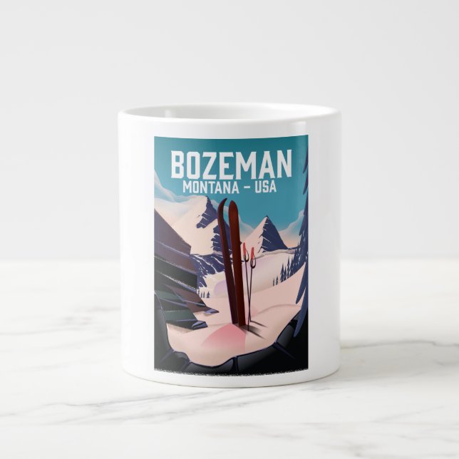Bozeman Montana ski poster Large Coffee Mug (Front)