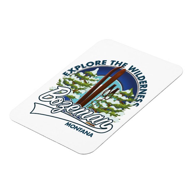 Bozeman Montana ski poster logo Magnet (Left Side)