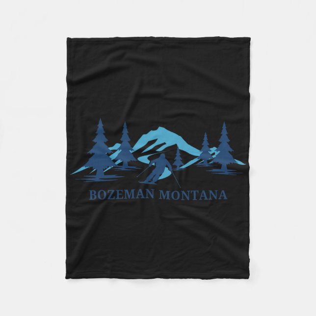 Bozeman Montana Ski Resort Skiing Skier  Fleece Blanket (Front)