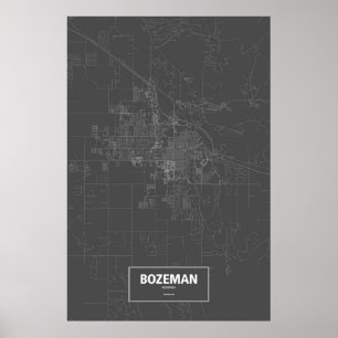 Bozeman, Montana (white on black) Poster