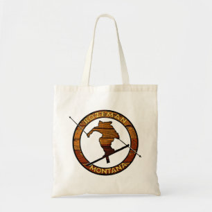Bozeman Montana wood skier tote bag