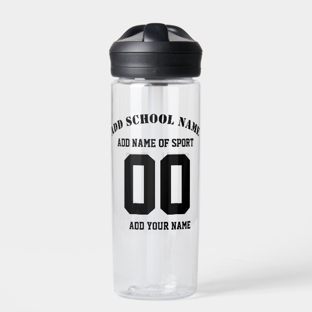 BPA-free Personalised Sports Team Name Water Bottle (Front)