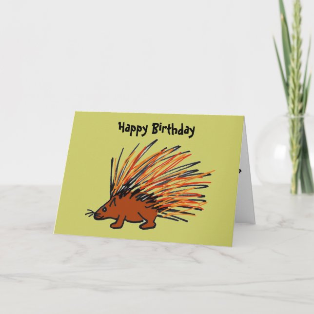 BQ- Funny Porcupine Birthday Card (Front)