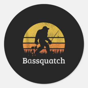 Bquatch Funny B Fishing Sasquatch Bigfoot Vintage Classic Round Sticker