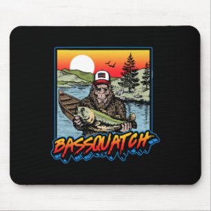 Bquatch! Funny B Fishing Sasquatch Retro 80s Fishe Mouse Mat
