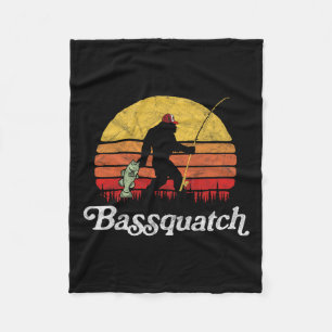Bquatch! Funny Bigfoot Fishing Outdoor Retro  Fleece Blanket