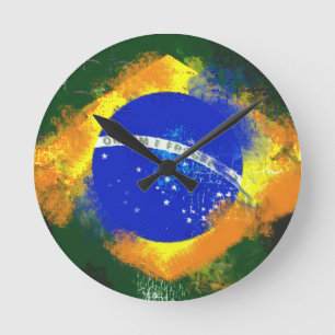 BR Brasil brazilian flag Round Clock
