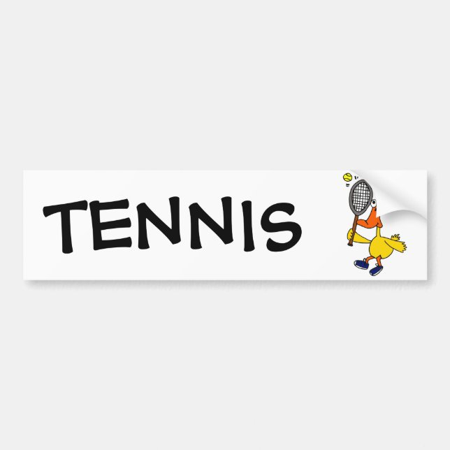 BR- Funny Duck Playing Tennis Bumper Sticker (Front)
