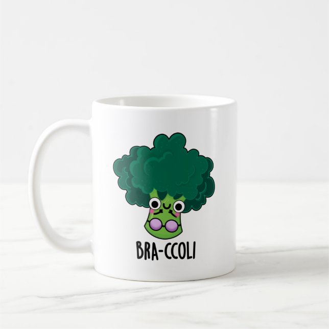 Bra-ccoli Funny Veggie Broccoli Bra Pun  Coffee Mug (Left)