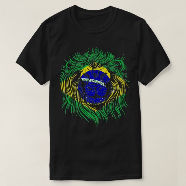 BRA Lovers Lion Brazilian Brazilian Flag Brazil gi T-Shirt (Design Front)