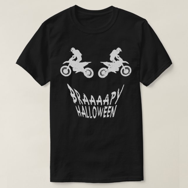 Braaaapy Halloween Motocross Dirt Bike T-Shirt (Design Front)