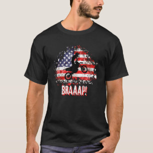 Braaap Vintage Motocross USA American Flag Tee T S