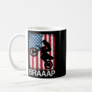 Braaap Vintage Usa American Flag Tee Motocross Dir Coffee Mug