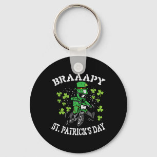 Braaapy St Patricks Day Motocross Dirt Bike Men Bo Key Ring