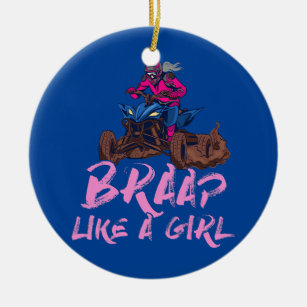 Braap Like A Girl ATV Quad Biking Girl Four Ceramic Tree Decoration