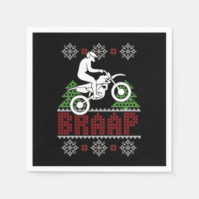 Braap Ugly Christmas Motocross Motorcycle Xmas Gif Napkin (Front)