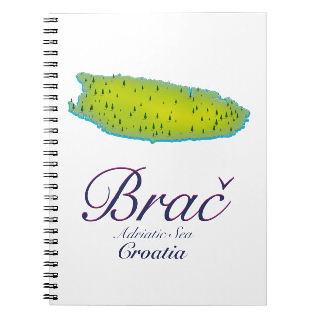 Brač Adriatic Sea, Croatia map Notebook (Front)