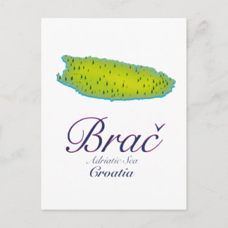 Brač Adriatic Sea, Croatia map Postcard