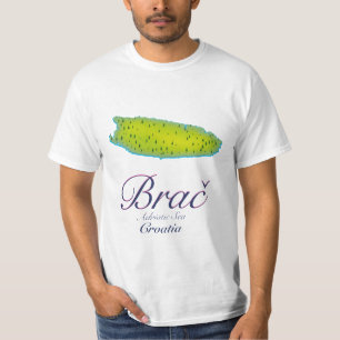 Brač Adriatic Sea, Croatia map T-Shirt
